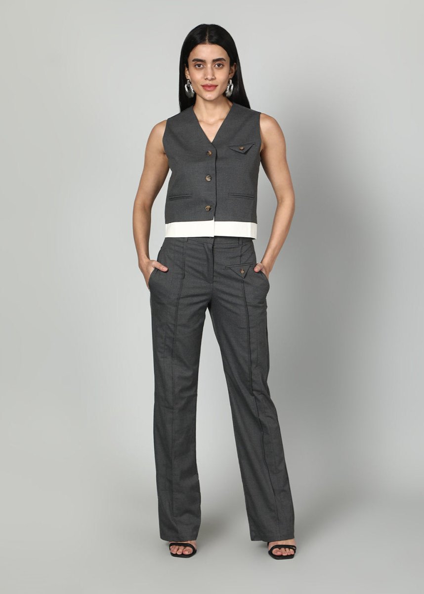 Gaiia Grey Waistcoat And Trousers Set - Grey - GAIIA